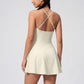 Cami Strap Active Dress Scoop Neck Flared Skirt Workout Yoga Tennis Dress