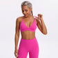 V Neck Cross Back Sports Bra Adjustable Strap Workout Top