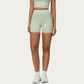 High Waist Biker Shorts with Smooth Stretch Fabric and Contrast Waistband