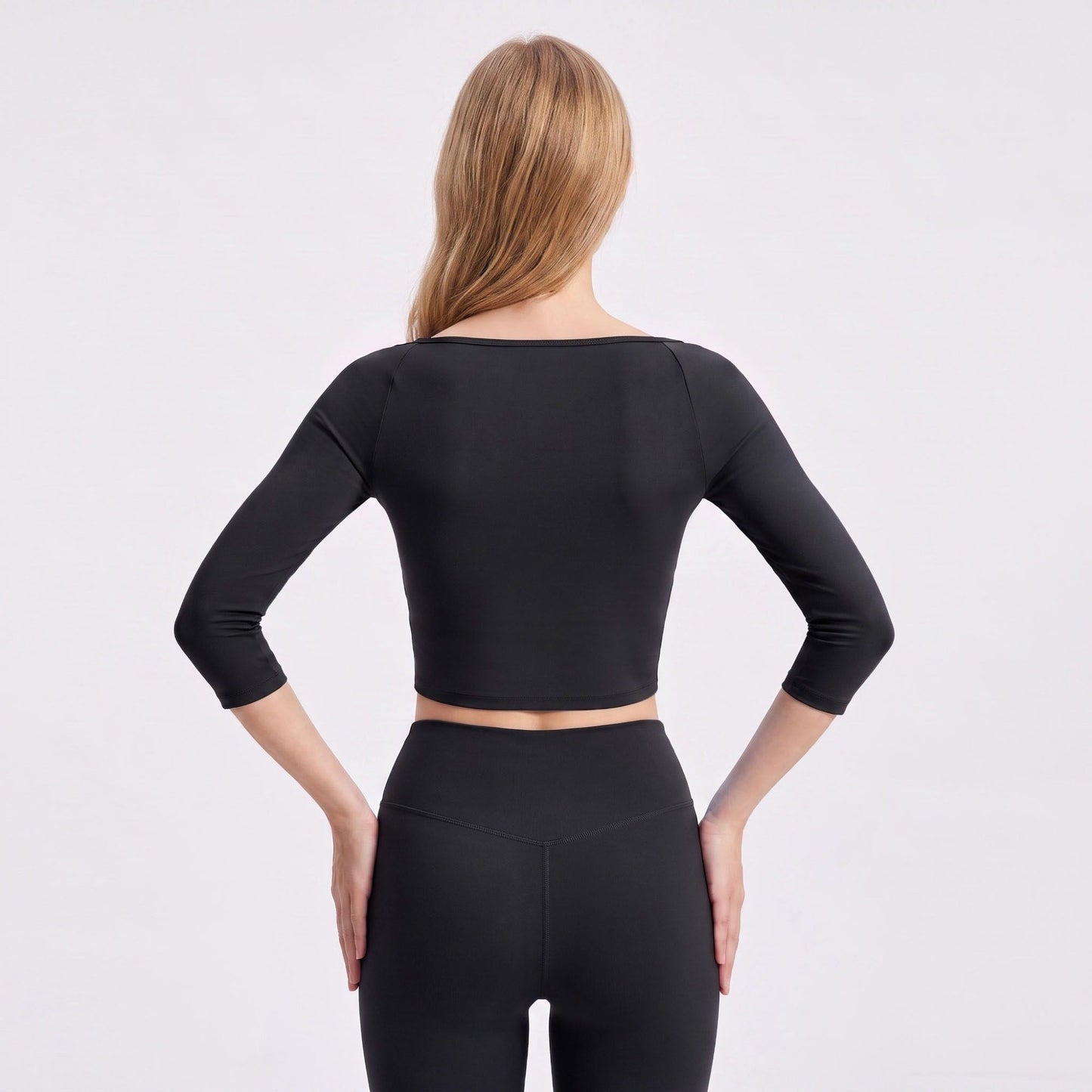 Off Shoulder 3/4 Sleeve Crop Workout Top