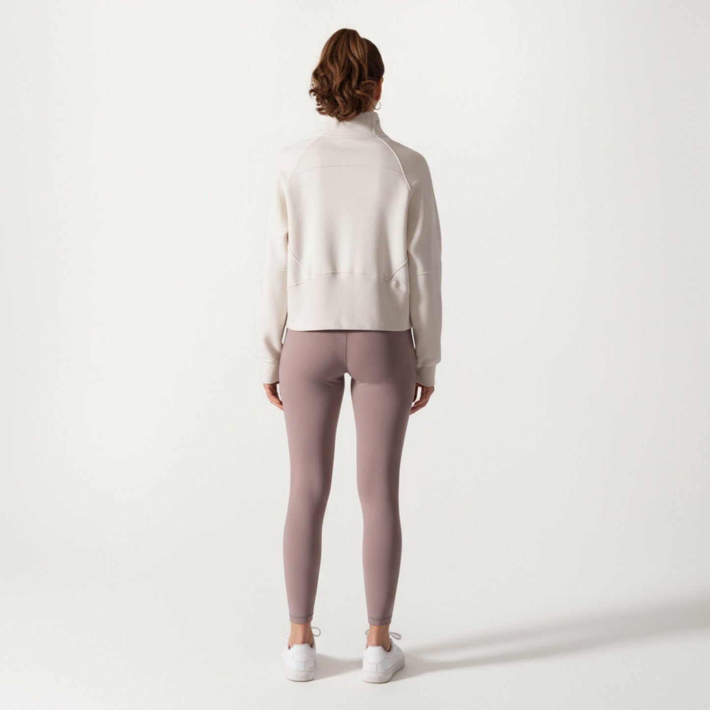 Long Sleeve Half Zip Pullover Sweatshirt with High Collar and Kangaroo Pocket Design