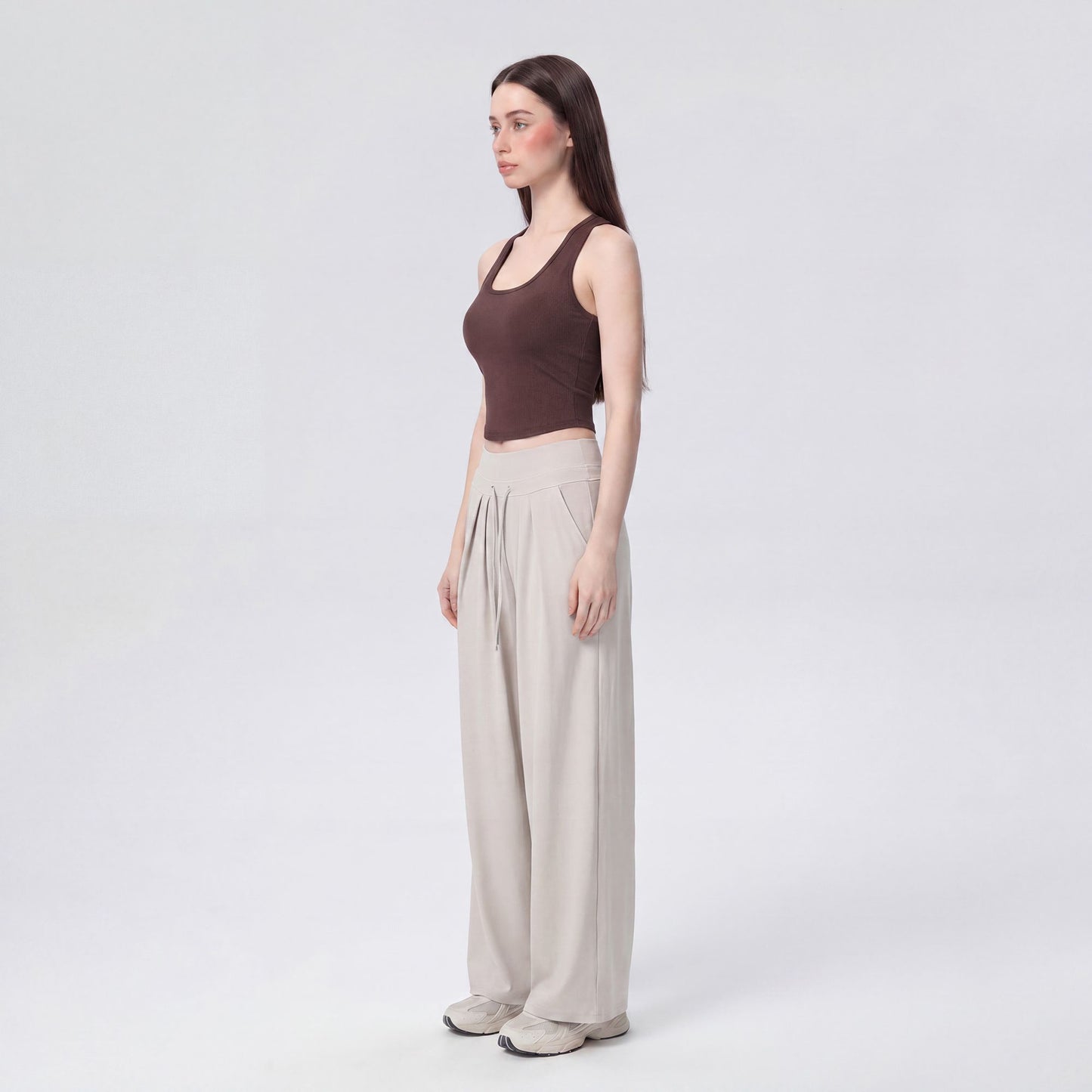 Sleeveless Yoga Tank Top with Built In Padding Scoop Neck Cutout Strap Detail and Fitted Activewear Silhouette