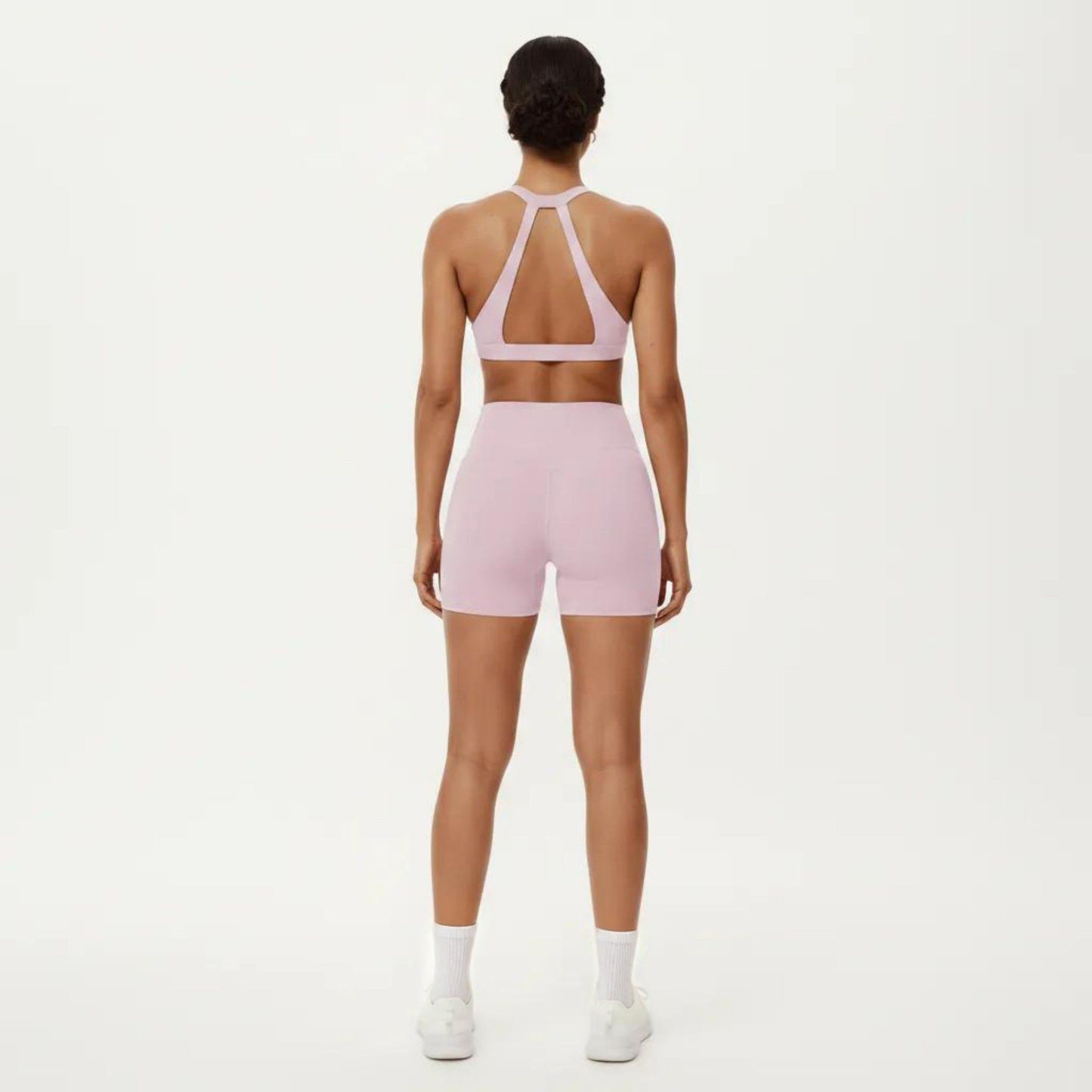 Racerback Sports Bra with Scoop Neck and Open Back Cutout Design