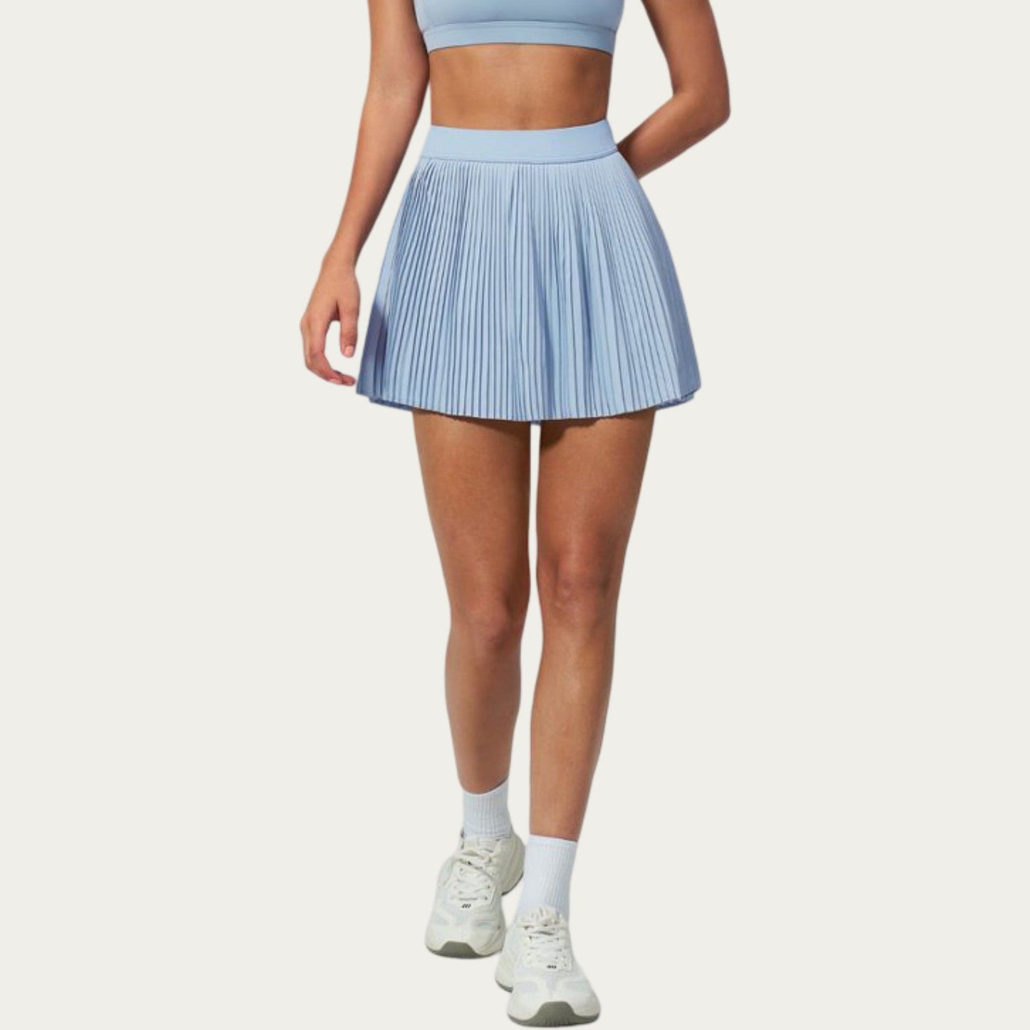Pleated Athletic Skort with Built-In Shorts and Side Pocket