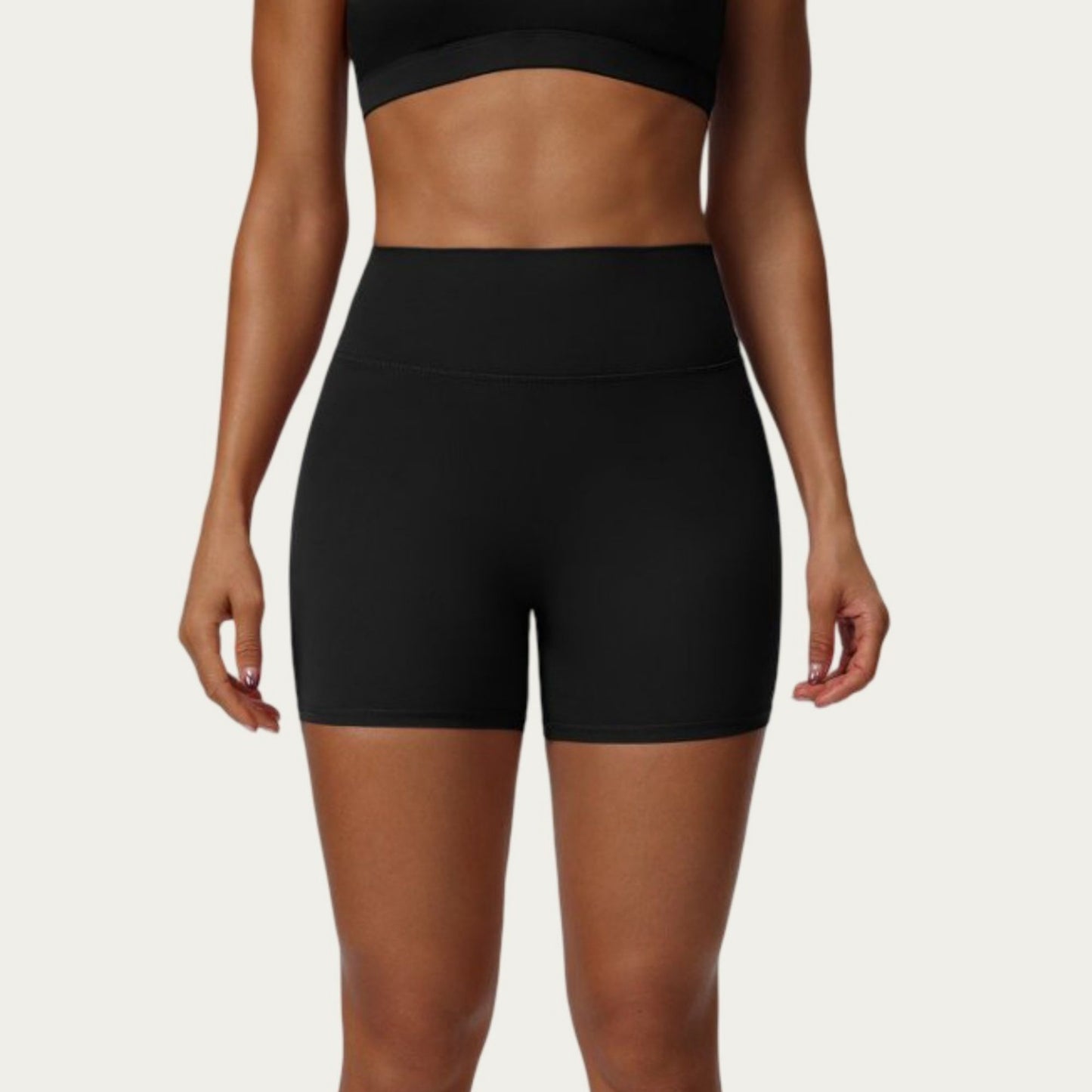 High Waist Biker Shorts with Smooth Stretch Knit Fabric
