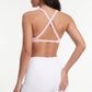 Padded V Neck Sports Bra Tank Top Wide Strap Workout Yoga Crop Top
