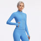 Full Zip Workout Jacket with Thumbholes and Zipper Pockets
