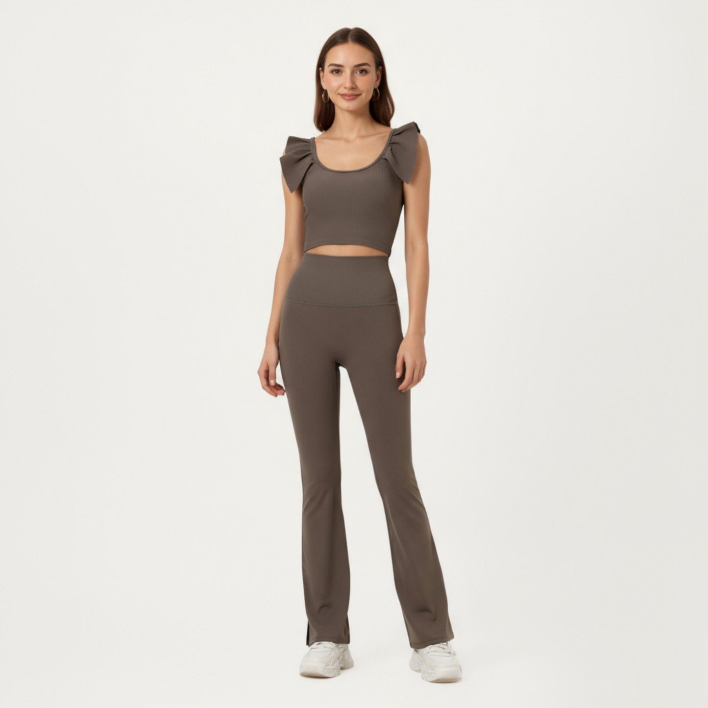 High Waist Flare Sweatpants with Slim Fit Stretch Fabric
