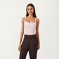 Square Neck Ribbed Knit Cropped Tank Top with Wide Shoulder Straps