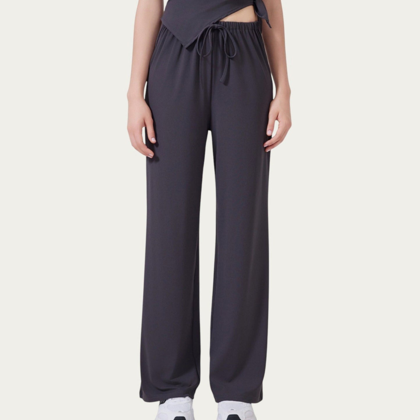 High Waist Drawstring Wide Leg Sweatpants with Relaxed Fit