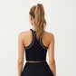 High Neck Ribbed Cropped Tank Top with Contrast Piping Trim