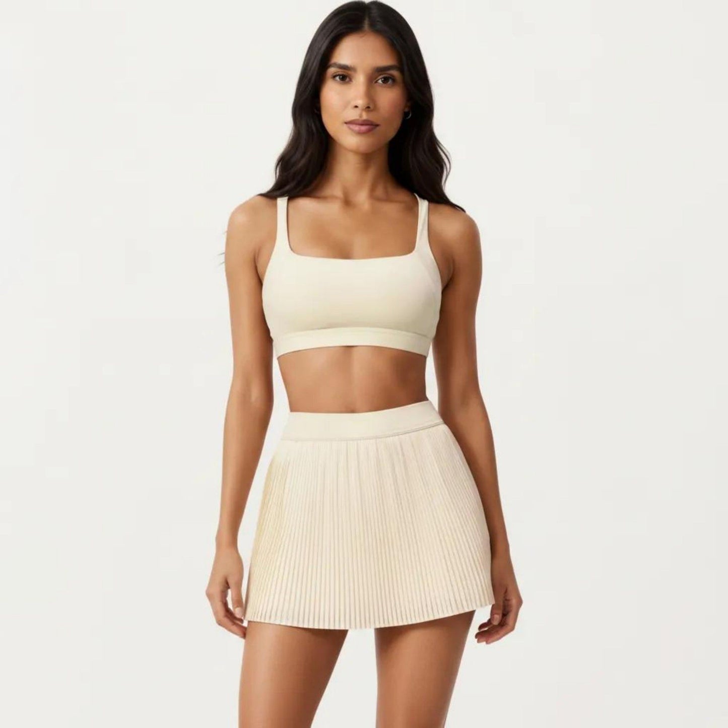 Crisscross Back Sports Bra with Square Neck and Smooth Stretch Fit