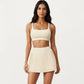 Crisscross Back Sports Bra with Square Neck and Smooth Stretch Fit