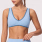 V Neck Sports Bra Contrast Trim Workout Top