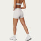 High Waist Mini Biker Shorts with Smooth Stretch Fabric and Seam Detail