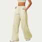 Wide Leg Lounge Pants with Elastic Waistband and Relaxed Draped Fit