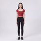 Short Sleeve Cropped Yoga Top with Built In Padding Scoop Neck Contoured Seam Activewear T Shirt