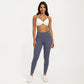 Halter Sports Bra with Ruched Front Detail and Open Back Design