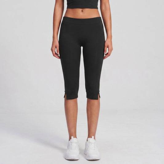 High Waist Capri Leggings Side Slit Cropped Workout Yoga Pants