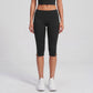 High Waist Capri Leggings Side Slit Cropped Workout Yoga Pants
