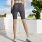 High Waist Knee-Length Biker Shorts with Contrast Waistband