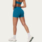 High Waist Mini Biker Shorts with Smooth Stretch Fabric and Seam Detail