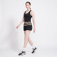 Striped Foldover Waist Fitted Athletic Shorts for Workouts Running and Everyday Activewear