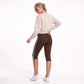 Foldover Waist Capri Leggings with Contrast Side Stripes