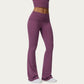 Foldover Waist Flare Leggings with Smooth Stretch Knit Fabric