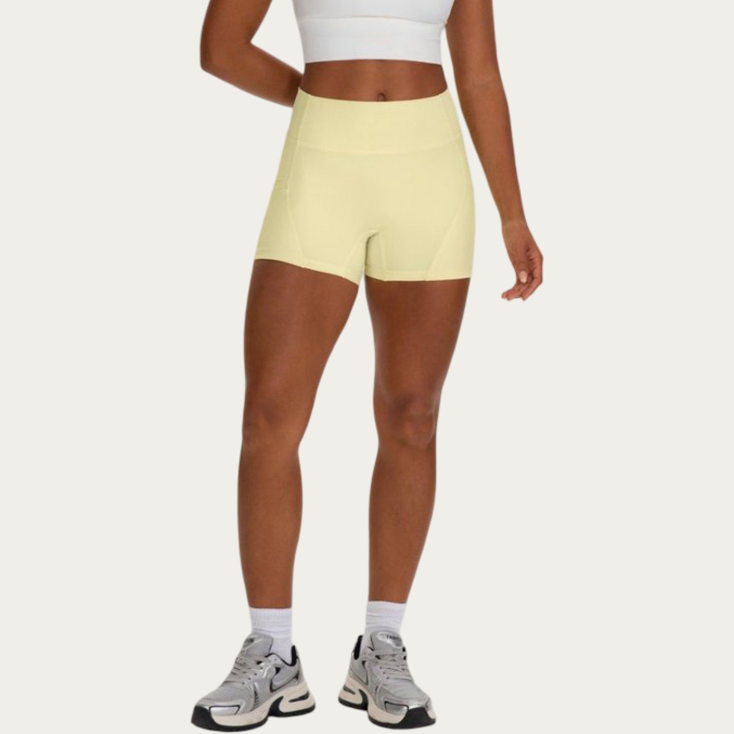 High Waist Biker Shorts with Side Pockets and Smooth Stretch Fit