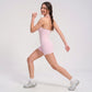 Halter Neck Active Romper Sleeveless Open Back Workout Yoga One Piece Shorts Jumpsuit