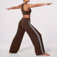 High Waist Wide Leg Workout Pants with Contrast Side Stripes