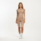 Long Sleeve Seamless Compression Top with Contoured Mesh Detailing