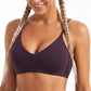V Neck Sports Bra with Slim Straps Fitted Workout Top for Yoga Running Gym Training