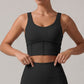 Padded Sleeveless Longline Sports Bra Tank Top Scoop Neck Workout Yoga Crop Top