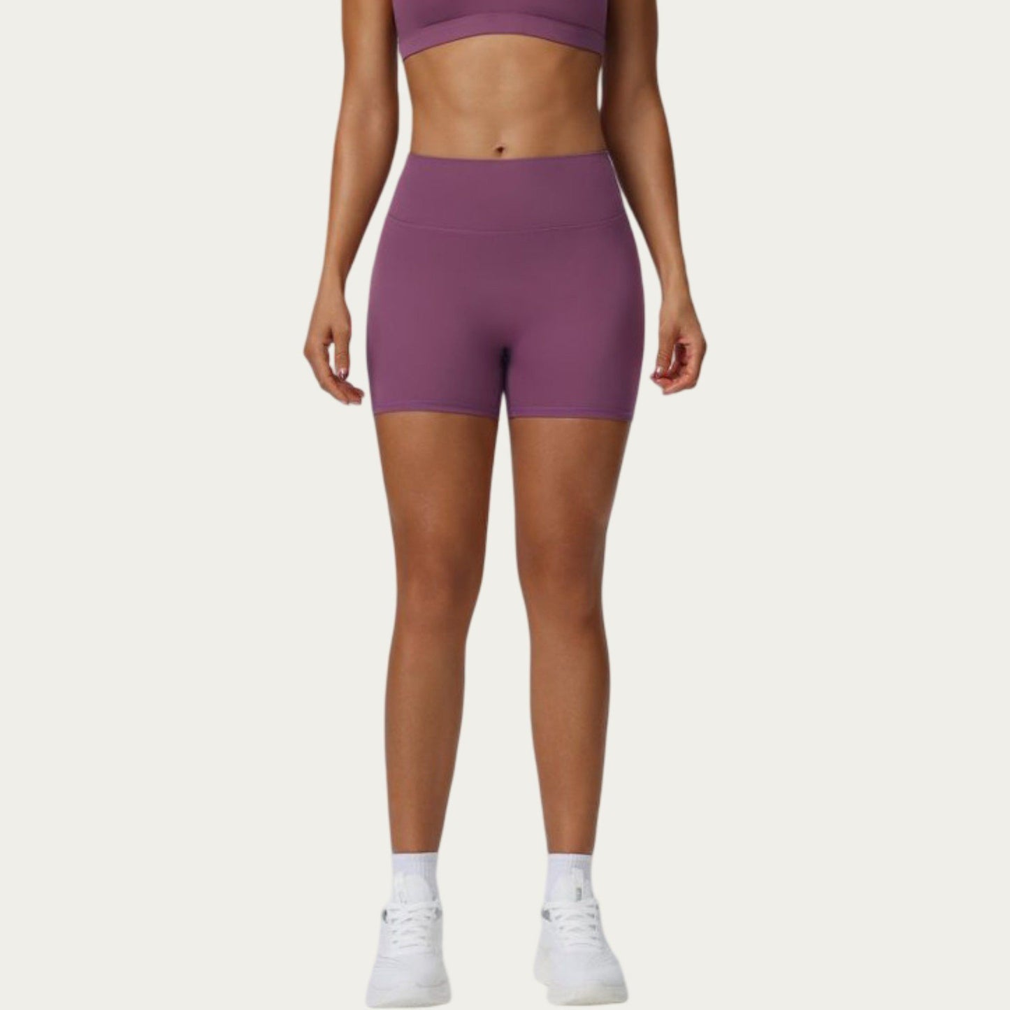 High Waist Biker Shorts with Smooth Stretch Knit Fabric