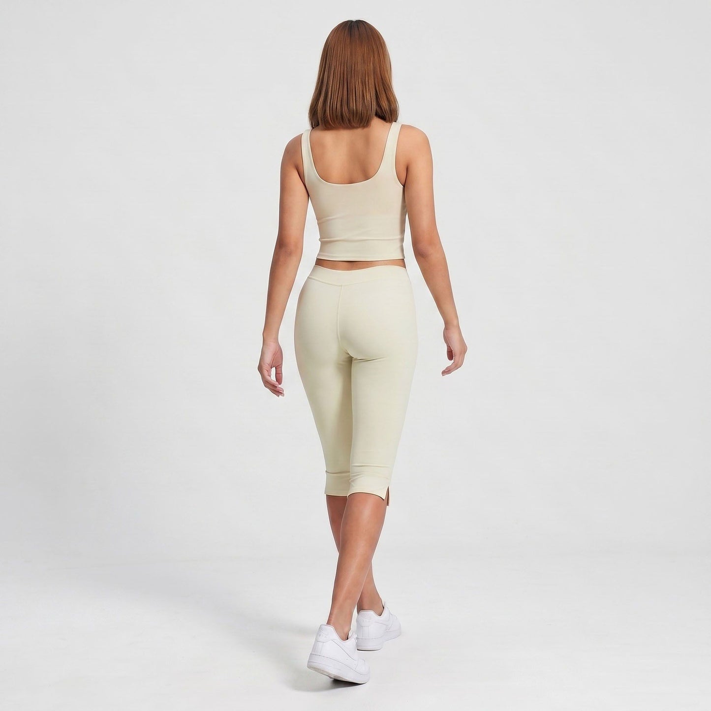High Waist Capri Leggings Side Slit Cropped Workout Yoga Pants
