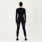Long Sleeve Seamless Crop Top with Ribbed Texture and Contour Panels