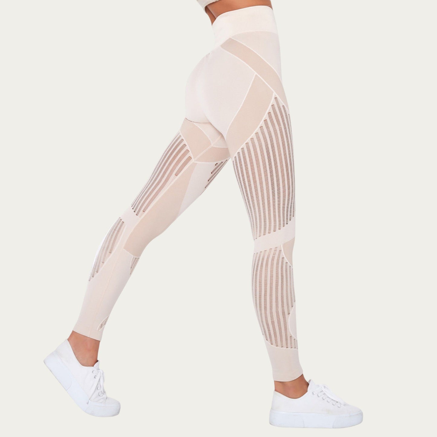 Seamless Patterned Leggings with Ribbed Details and Contouring Panels