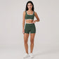 Padded Contrast Trim Sports Bra Tank Top Square Neck Workout Yoga Crop Top