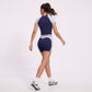 Short Sleeve Cropped Workout Top Crew Neck Fitted Athletic Shirt for Running Gym Training