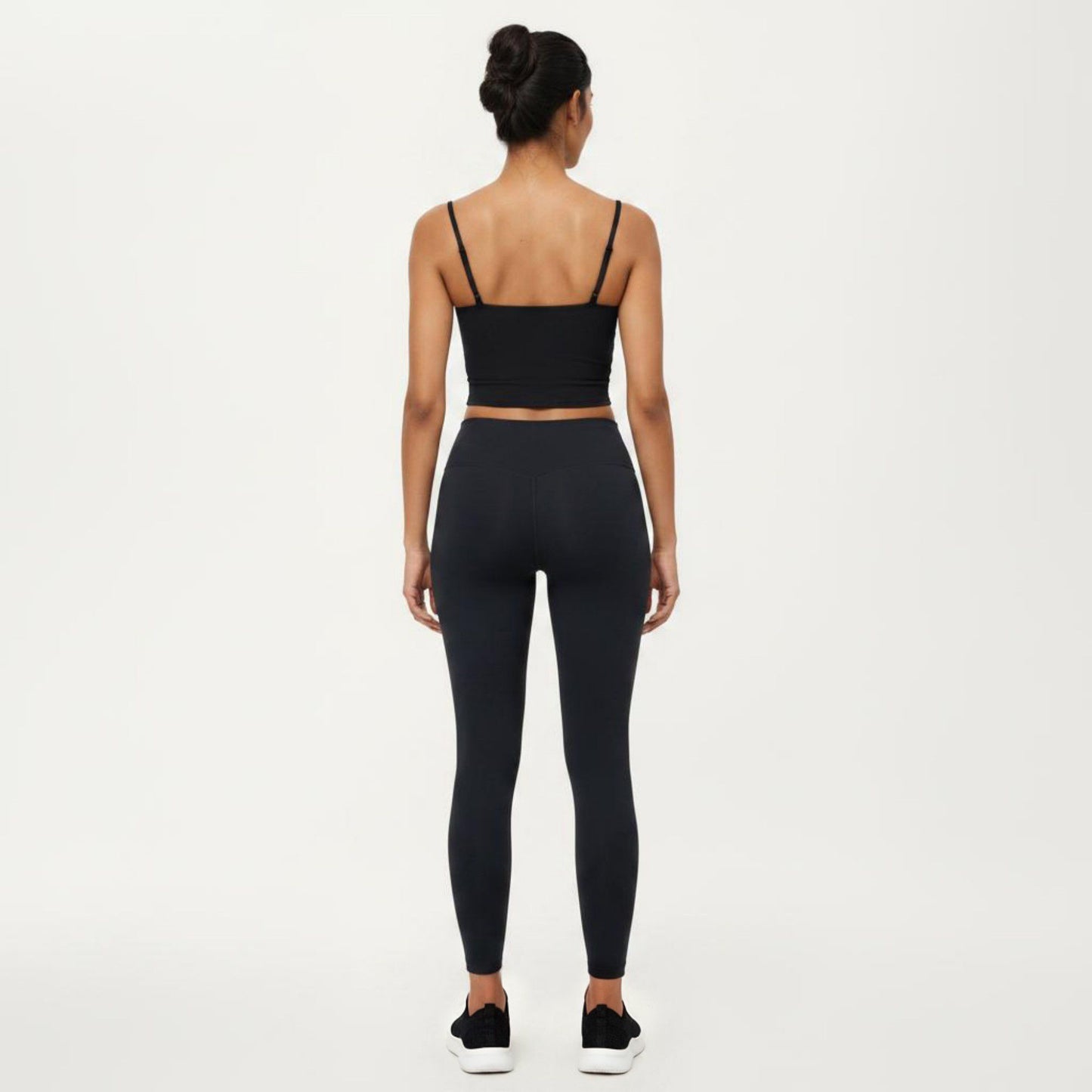 Longline Cami Sports Bra with Adjustable Straps and Straight Neckline