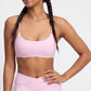 Padded Strappy Back Sports Bra Tank Top Scoop Neck Workout Yoga Crop Top