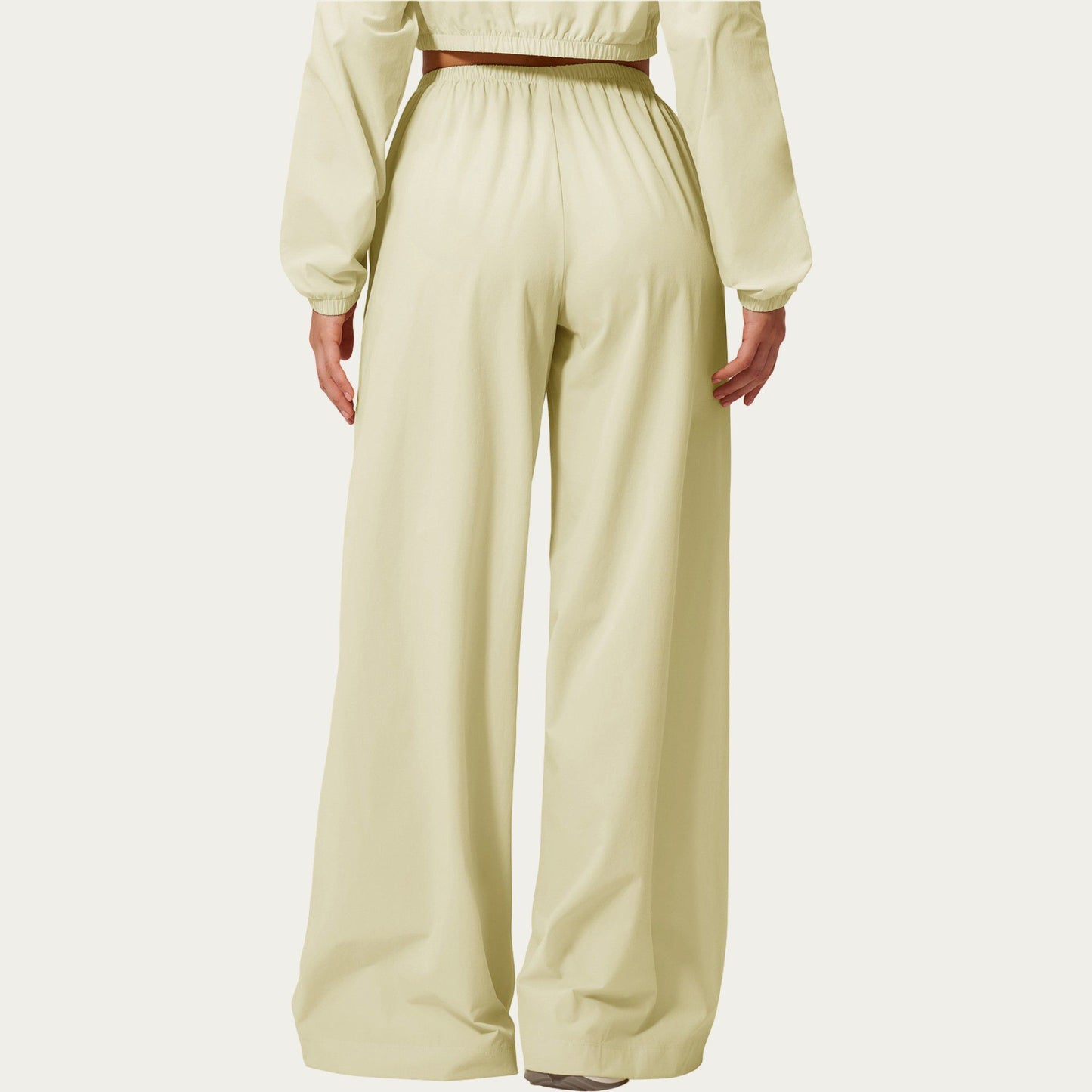 Wide Leg Lounge Pants with Elastic Waistband and Relaxed Draped Fit