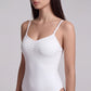 Ribbed Cami Bodysuit with V Neckline and Slim Spaghetti Straps