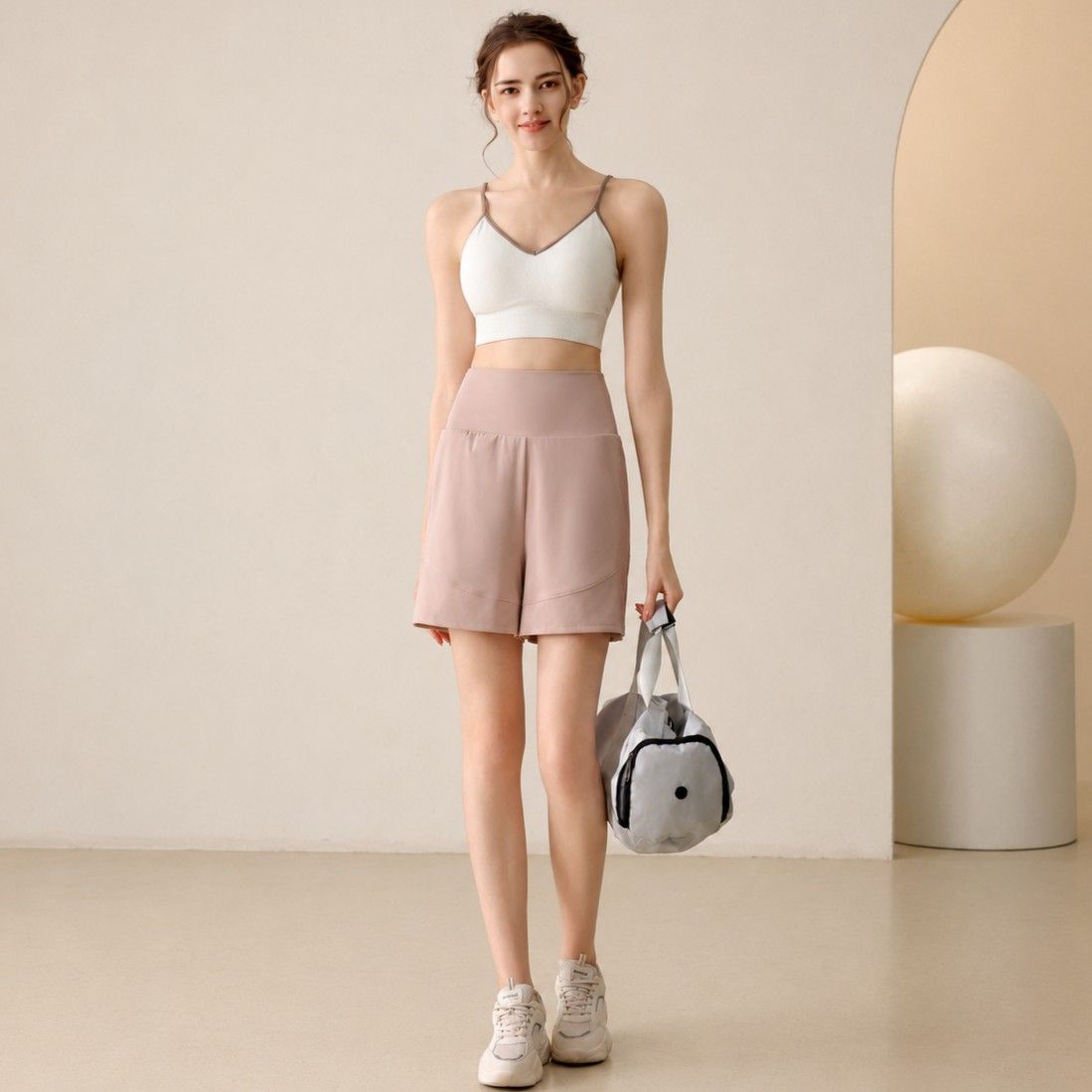 High Rise Athletic Shorts with Side Pockets