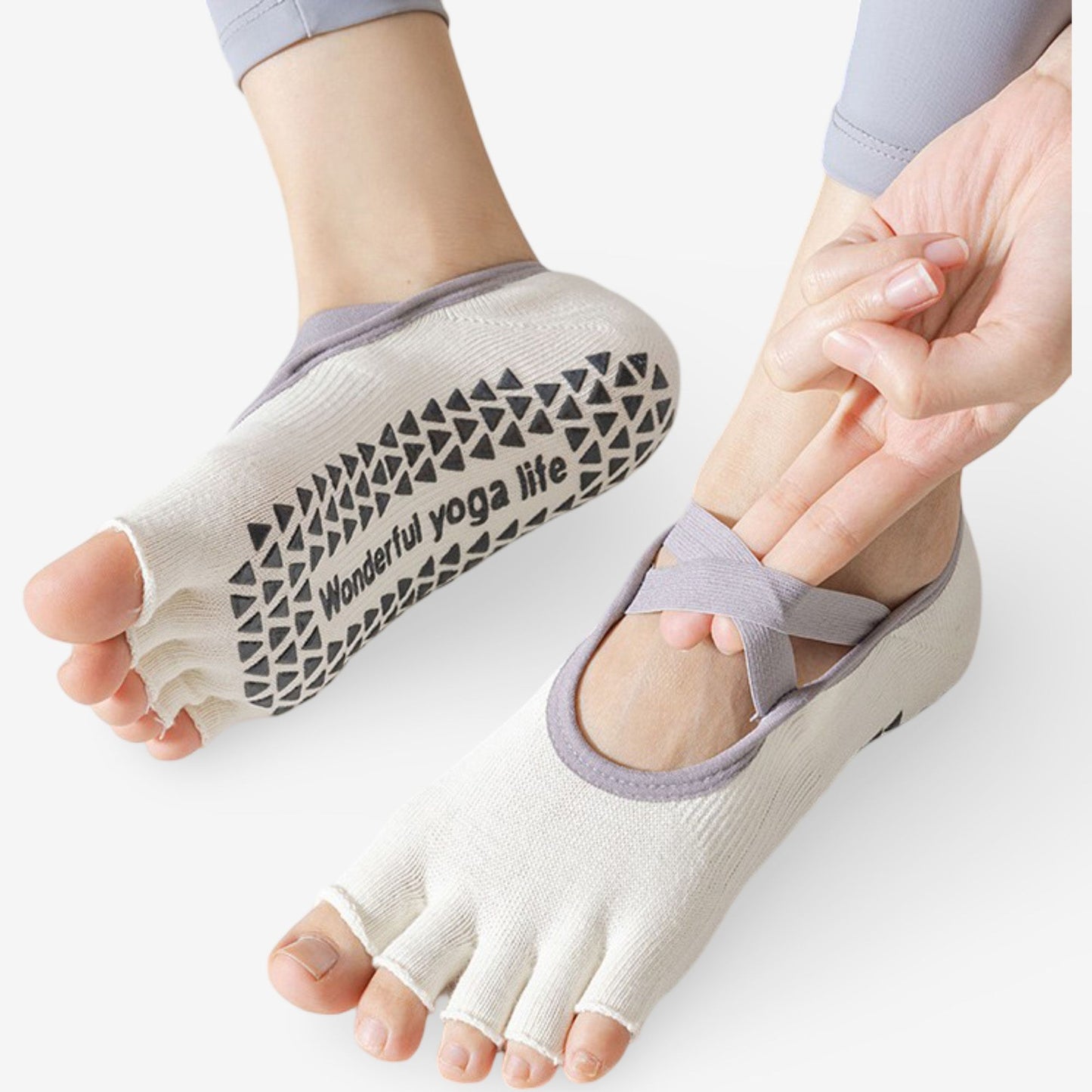 Toe Socks for Yoga Pilates Non-Slip Grip 3 Pack