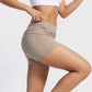 Fold Over Ruched Waistband Yoga Shorts Butt Lifting Workout Shorts