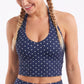 Polka Dot Halter Neck Cropped Active Tank Top for Workouts Running and Everyday Athleisure