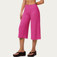 High Waist Capri Wide Leg Pants with Smooth Stretch Fabric and Relaxed Fit
